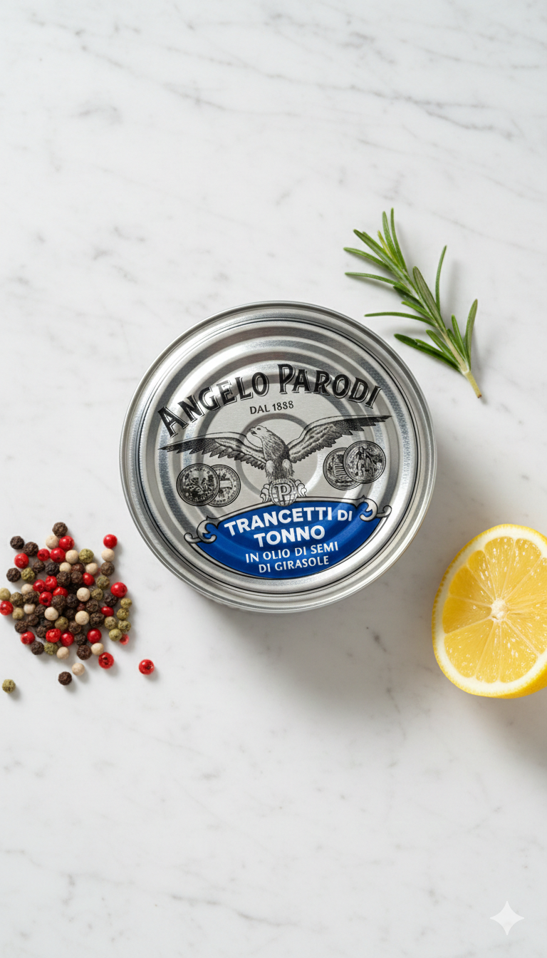 Angelo Parodi – Výběrové kousky tuňáka (Trancetti di Tonno) ve slunečnicovém oleji 1kg